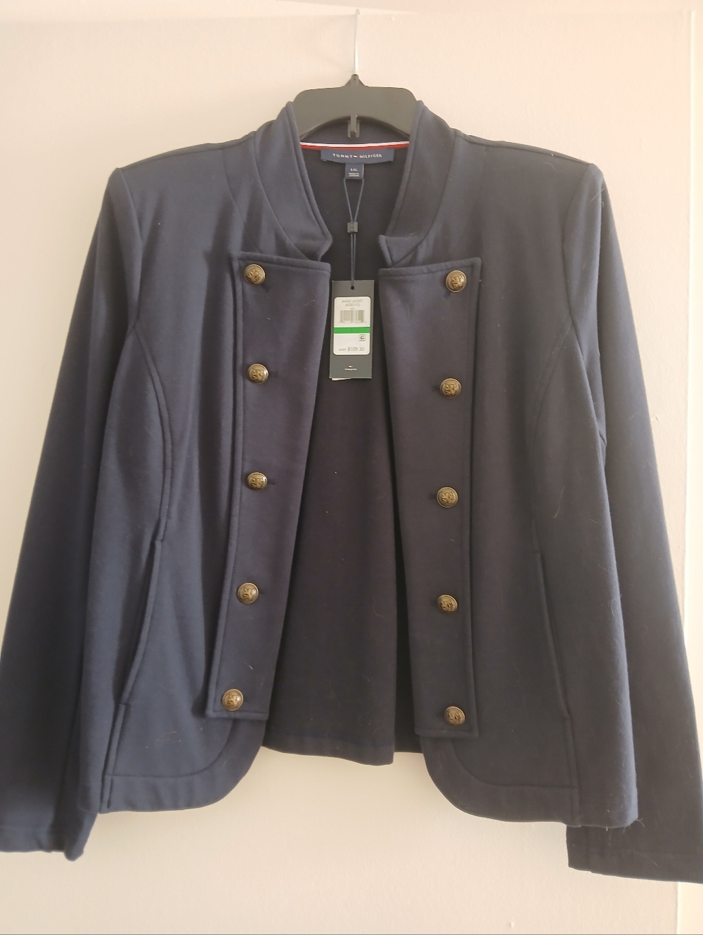 Tommy Hilfiger Dark Blue Military-Style Double-Breasted Blazer